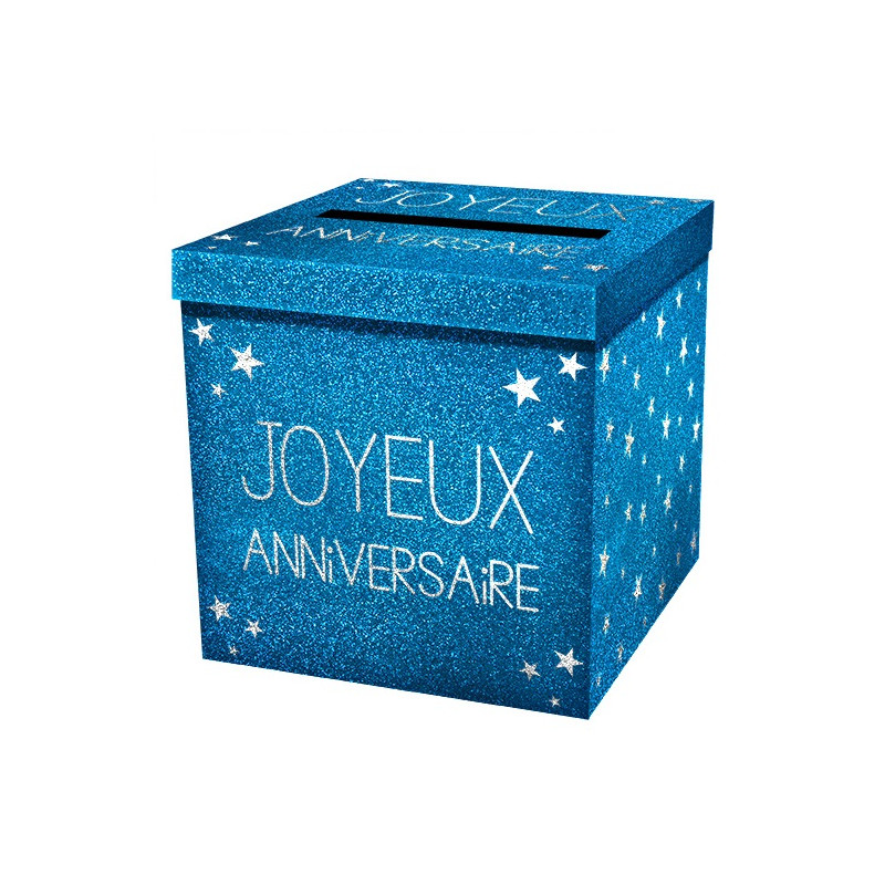 Décoration pailleté joyeux anniversaire bleu océan - FestiShop