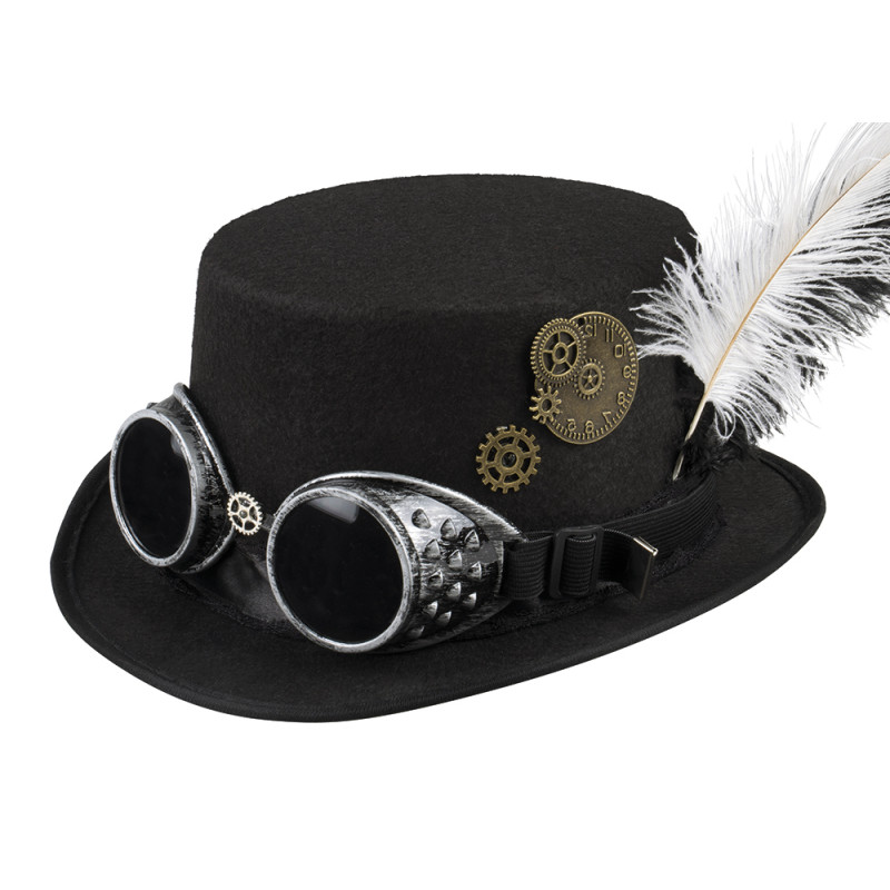 Chapeau Haut de Forme Steampunk, avec Lunettes - Aux Feux de la Fête - Paris