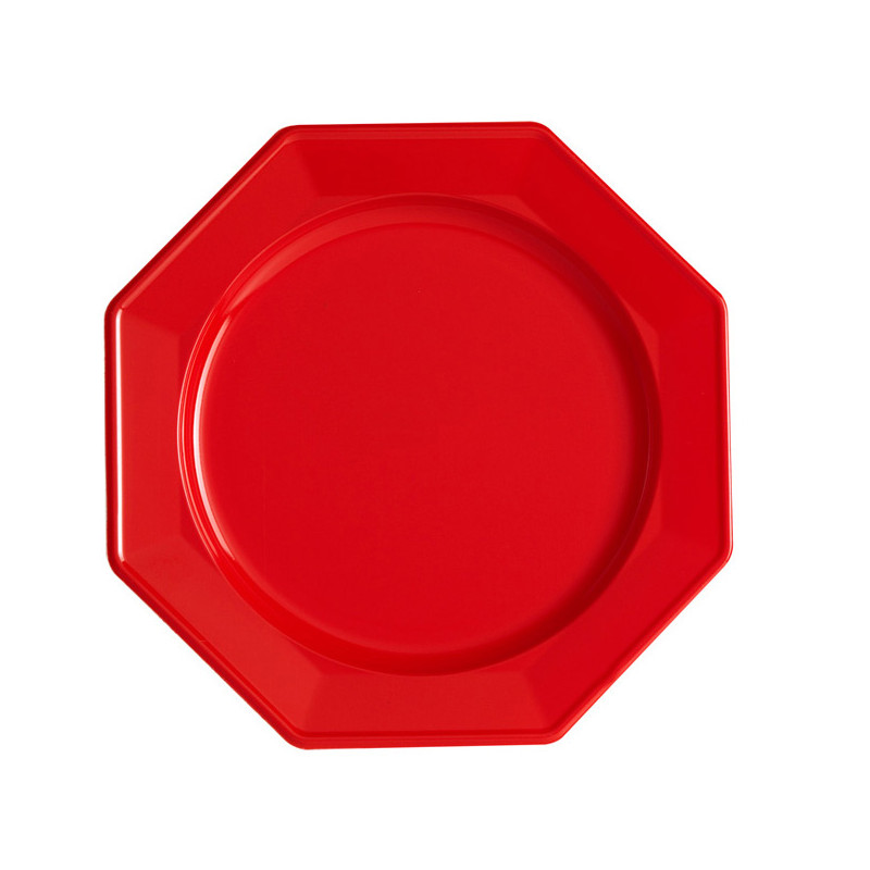 10 Grandes assiettes ovales plastique réutilisable rouge 30 x 21,5 cm