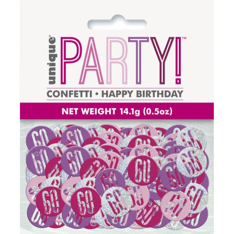 6 confettis anniversaire 60 ans or pailleté 5 cm