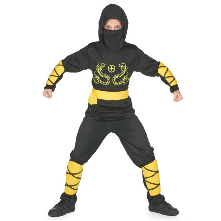 Déguisement ninja noir et jaune garçon