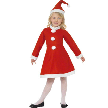 Déguisement Mère Noël robe pompons fille