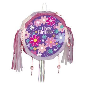 Piñata Happy Birthday fleurs 45 cm