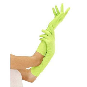 Gants longs verts fluo adulte