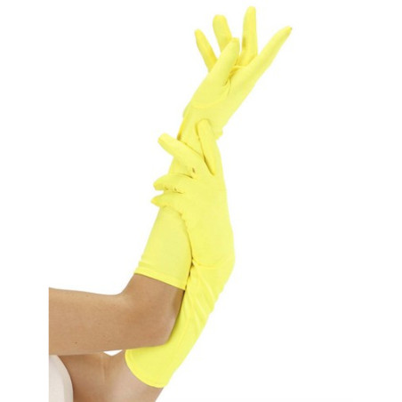 Gants longs jaunes fluo adulte