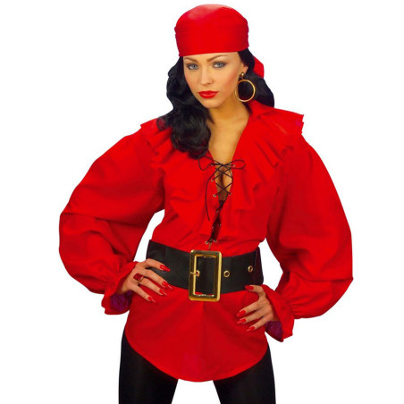 Chemise rouge pirate femme