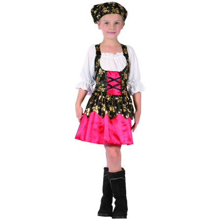 Déguisement pirate motifs dorés fille