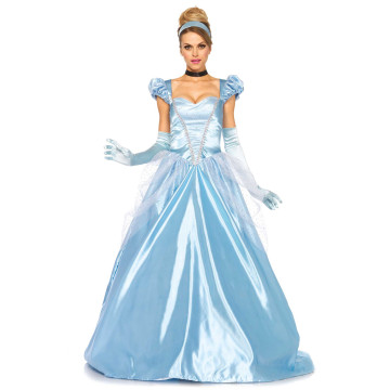 Déguisement princesse robe bleu satiné femme