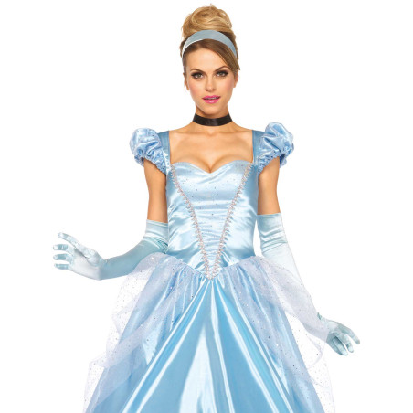 Déguisement princesse robe bleu satiné femme