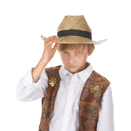 Chapeau cowboy en paille enfant