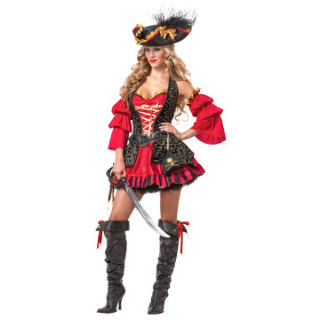 Déguisement Pirate rouge pour femme - Premium