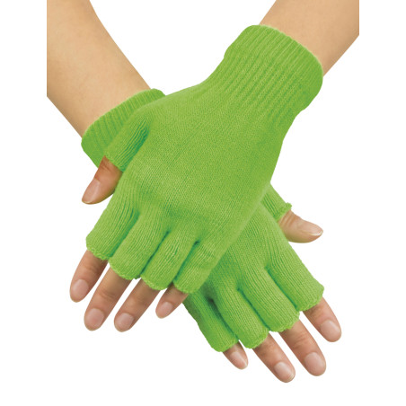 Mitaines courtes vert fluo adulte