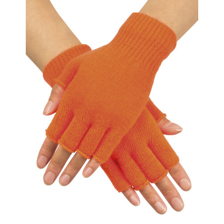 Mitaines courtes orange fluo adulte