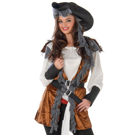 Déguisement Pirate avec gilet femme