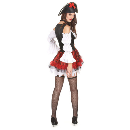 Déguisement pirate sexy blanc et rouge femme