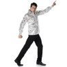 Chemise disco brillante argent homme