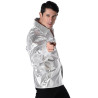 Chemise disco brillante argent homme