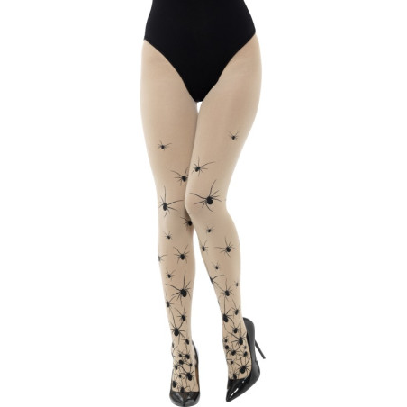 Collants chair avec araignées noires femme Halloween