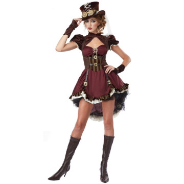 Déguisement steampunk bordeaux luxe femme