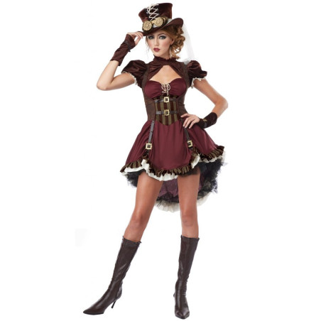 Déguisement steampunk bordeaux luxe femme