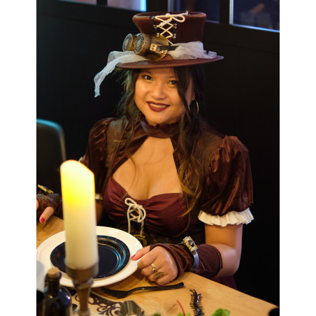 Déguisement steampunk bordeaux luxe femme