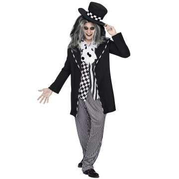 Chapelier fou conte de fée Halloween noir-blanc homme