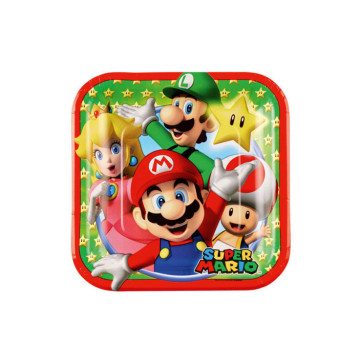 8 Petites assiettes en carton Super Mario™ 18 cm