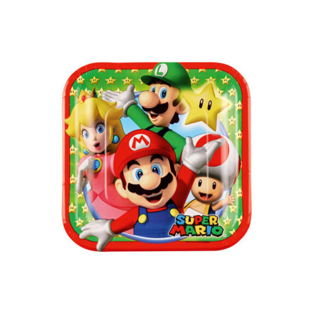 8 Petites assiettes en carton Super Mario™ 18 cm