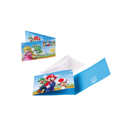 8 Invitations et enveloppes Super Mario™