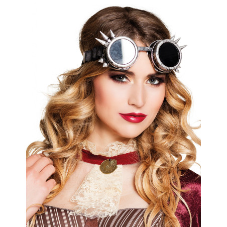 Lunettes cyberpunk argentés adulte Steampunk