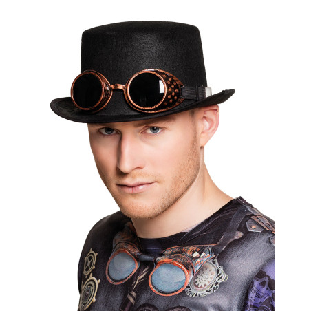 Chapeau avec lunettes adulte Steampunk