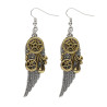 Boucles d'oreilles rouages et plumes adulte Steampunk