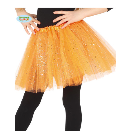 Tutu orange à paillettes fille