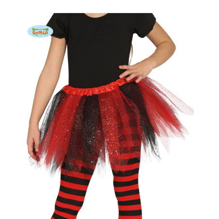 Tutu bicolore noir et rouge à paillettes fille