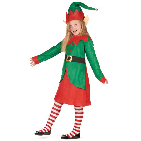 Déguisement robe elfe de Noël fille