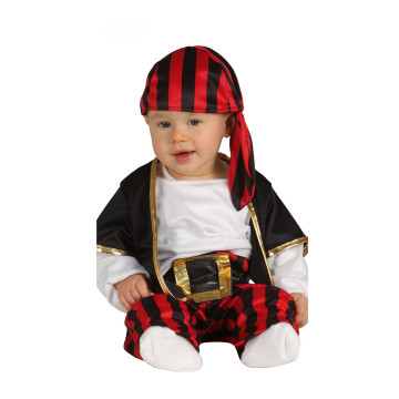 Déguisement capitaine des pirates noir et rouge bébé