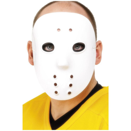 Masque de hockey blanc plastique adulte