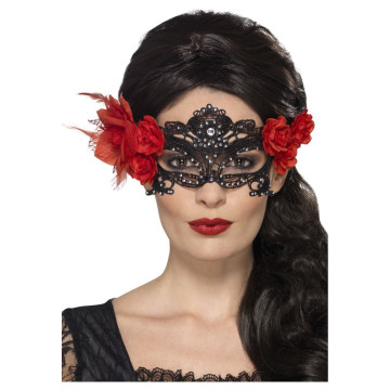 Masque dentelle noire Dia de los Muertos adulte