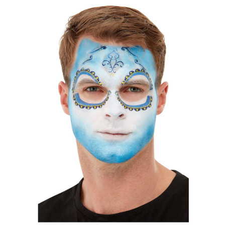 Kit maquillage et tatoo Dia de los Muertos bleu adulte