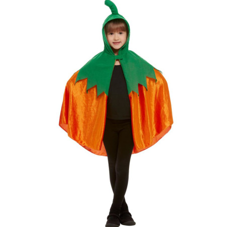 Cape citrouille à capuche velours orange enfant