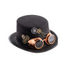 Chapeau haut de forme steampunk en feutre avec lunettes adulte