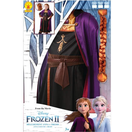 Coffret déguisement et tresse Anna La reine des neiges 2 fille