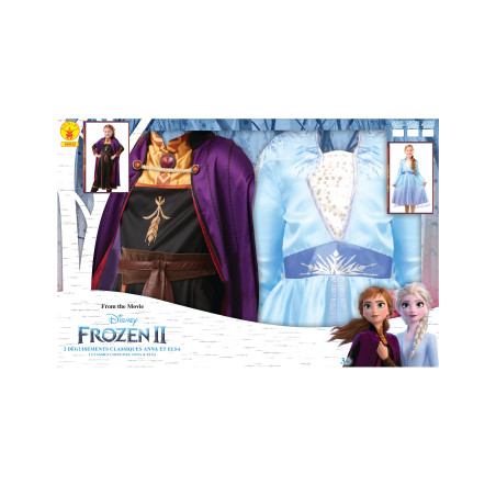 Coffret déguisements Elsa et Anna La Reine des neiges 2 fille