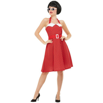 Déguisement rockabilly 50's rouge femme