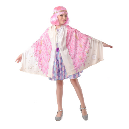 Déguisement Ailes d'ange poncho rose fille