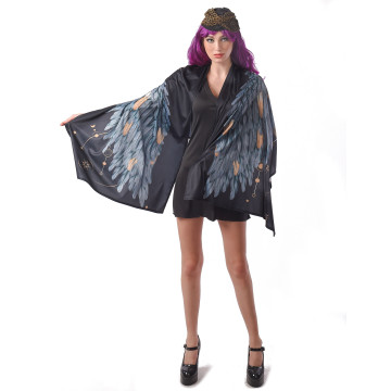 Déguisement Ailes d'ange poncho noir femme