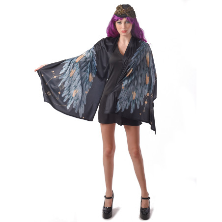 Déguisement Ailes d'ange poncho noir femme