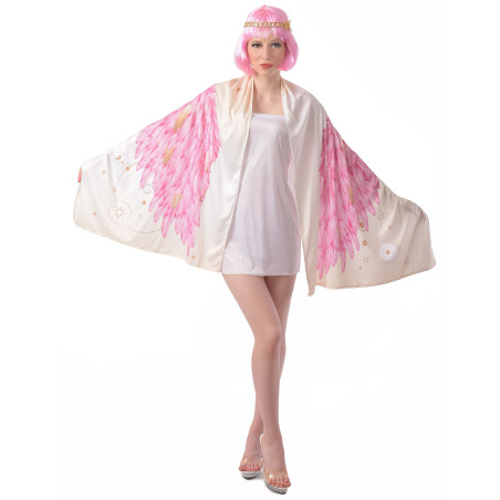 Déguisement Ailes d'ange poncho rose femme