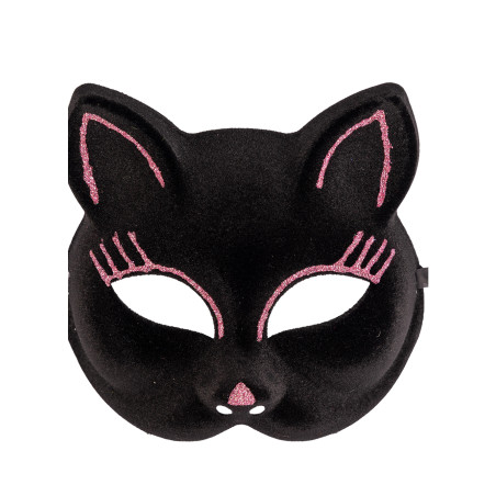 Masque chat avec paillettes roses adulte