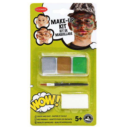 Kit maquillage militaire avec pinceau et éponge enfant